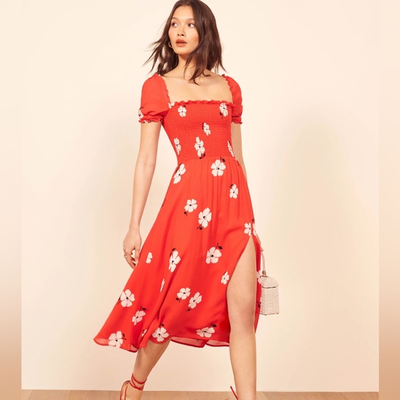 Reformation Dresses & Skirts - EUC Reformation Inka Red Floral Midi Dress Medium